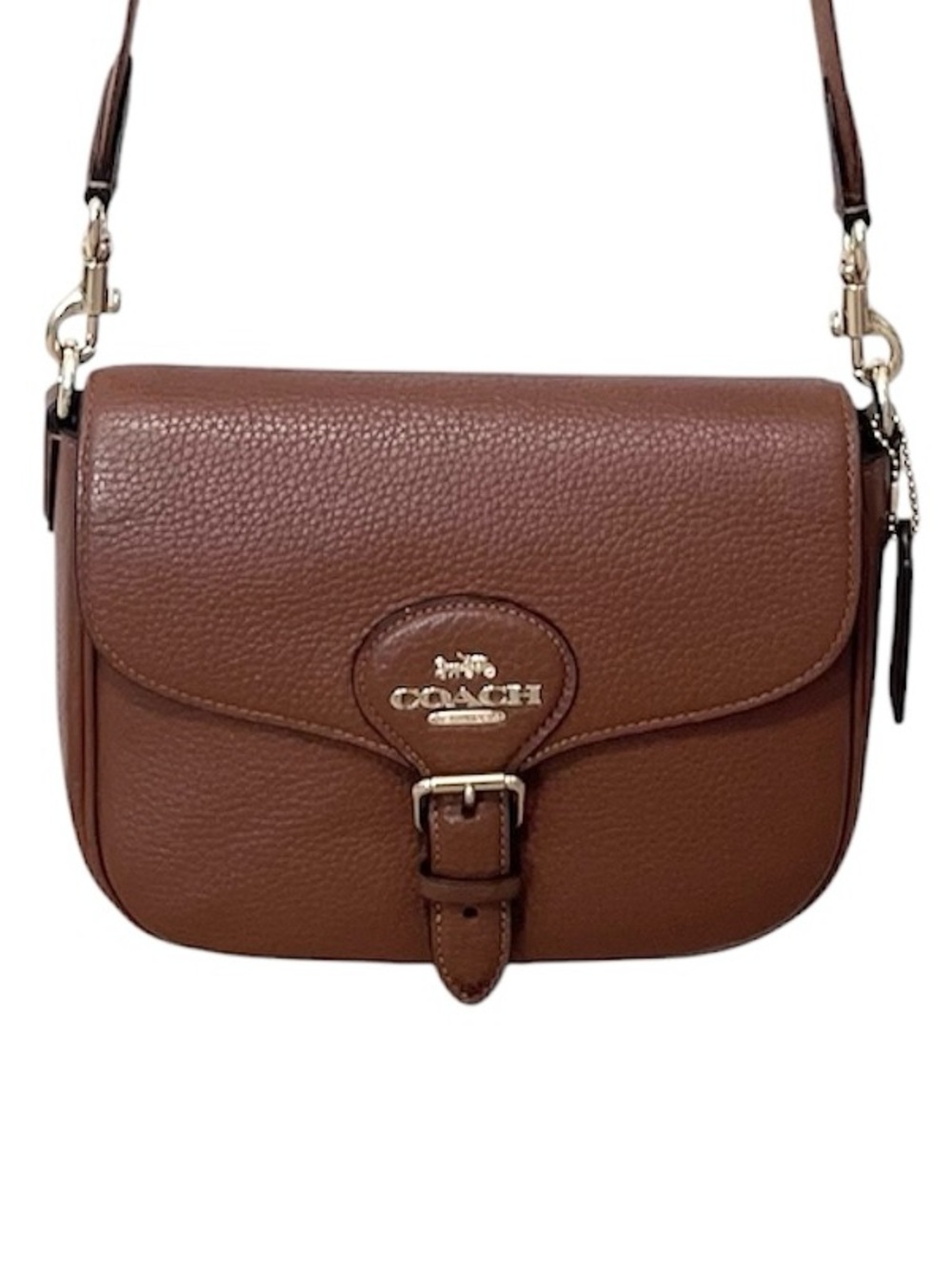 Coach Amelia Saddle Brown Pebbled Leather Crossbody Saddle Bag